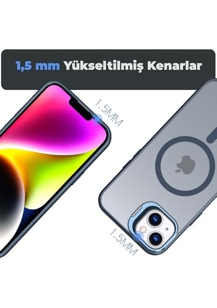 15 Uyumlu Metal Lens Koruma Çerçevesi/ Güçlü Bağımsız Buton Hoparlör Koruma Mat Şeffaf Telefon Kılıfı (Mavi) modelleri