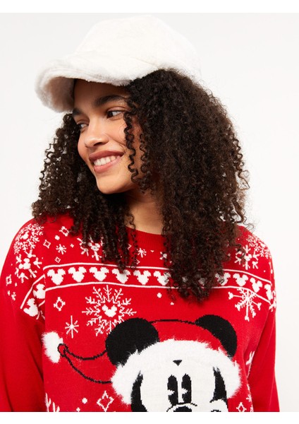 Yeni Sezon Bisiklet Yaka Mickey Mouse Baskılı Uzun Kollu Kadın Triko Kazak fiyatları