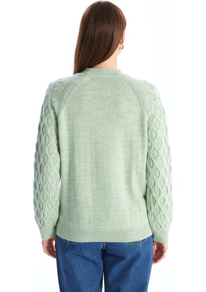 Yeni Sezon Bisiklet Yaka Kendinden Desenli Uzun Kollu Kadın Triko Kazak indirimleri