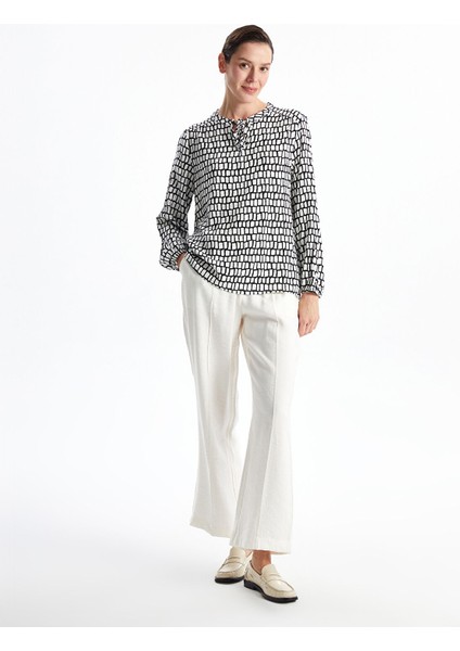 Yeni Sezon Bağlamalı Yaka Desenli Uzun Kollu Kadın Bluz fiyatları