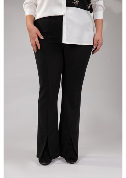 Kadın Büyük Beden Yırtmaçlı Pantolon Siyah fırsatları