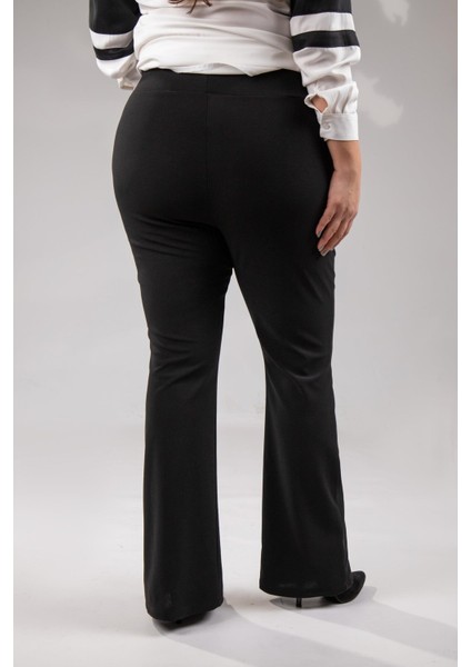 Kadın Büyük Beden Yırtmaçlı Pantolon Siyah