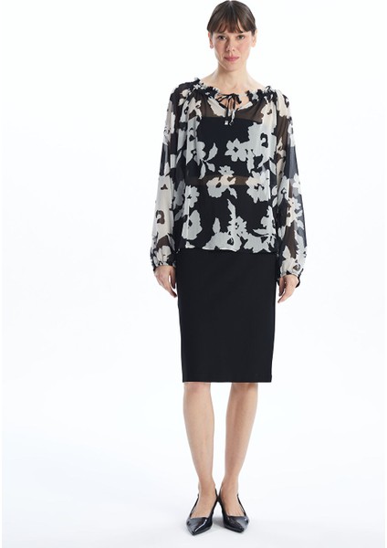 Yeni Sezon Bağlamalı Yaka Çiçekli Şifon Kadın Bluz fiyatları