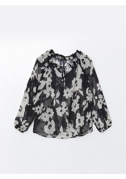 Yeni Sezon Bağlamalı Yaka Çiçekli Şifon Kadın Bluz indirimleri