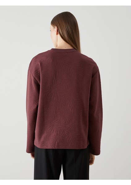 Yeni Sezon Bisiklet Yaka Kendinden Desenli Kadın Sweatshirt fırsatları