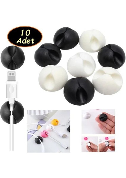 10 Adet Kablo Düzenleyici Duvar Fayans Cam Kablo Tutucu Yapışkanlı Klips Kablo Sabitleme