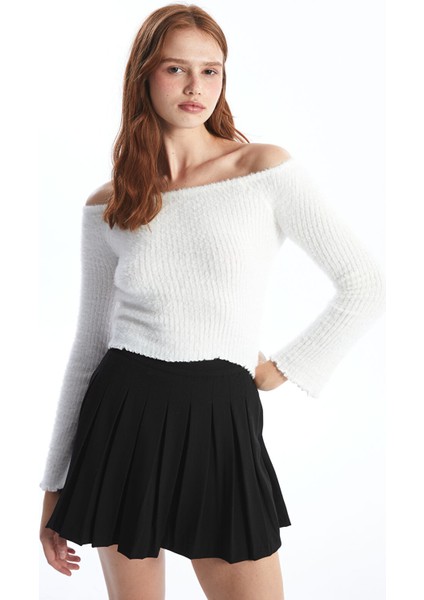 Yeni Sezon Kayık Yaka Kadın Crop