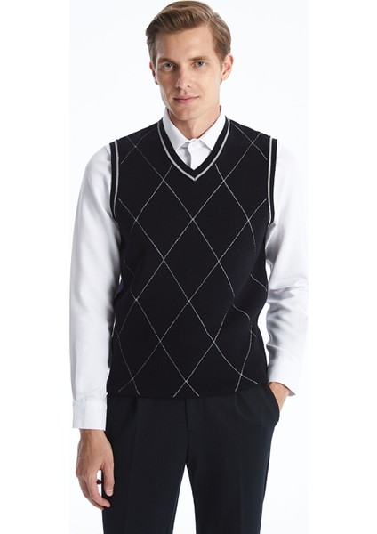 Yeni Sezon Standart Kalıp V Yaka Erkek Triko Süveter