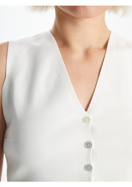 Yeni Sezon V Yaka Kadın Triko Yelek modelleri