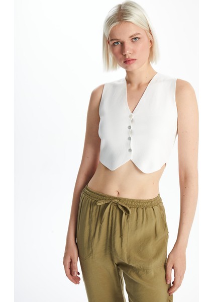 Yeni Sezon V Yaka Kadın Triko Yelek