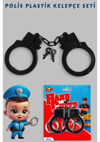 Plastik Kelepçe Seti - Kaliteli Plastik Oyuncak Kelepçe Seti Polis Set
