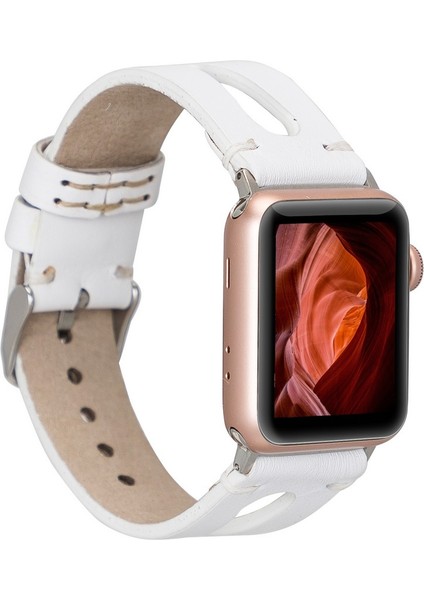 Apple Watch Uyumlu Deri Kordon Ba2 42-44-45MM F3 Beyaz