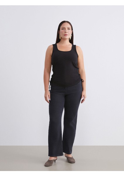 Yeni Sezon Büyük Beden Kare Yaka Büzgülü Kadın Atlet 2'li fırsatları