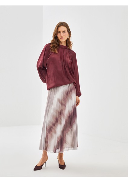 Yeni Sezon Beli Lastikli Desenli Pileli Kadın Etek