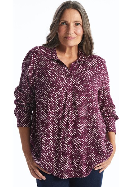 Yeni Sezon Gömlek Yaka Desenli Kadın Bluz