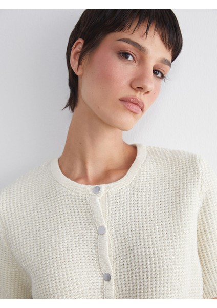 Yeni Sezon Bisiklet Yaka Ajurlu Kadın Triko Hırka modelleri