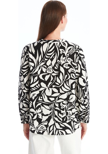 Yeni Sezon Bağlamalı Yaka Desenli Uzun Kollu Kadın Bluz fırsatları