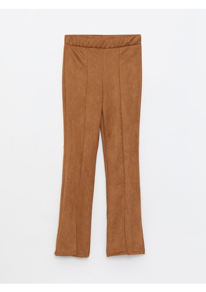 Yeni Sezon Ispanyol Paça Düz Yırtmaç Detaylı Süet Kadın Pantolon indirimleri