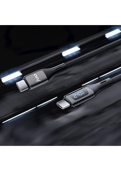 240W LED Ekranlı E-Mark Çipli Pd 3.1 USB Type-C To Type-C Hızlı Şarj ve Kablosu 2 Metre modelleri