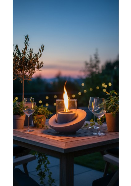 Beton Masaüstü Şömine – Duman­sız Dekoratif Biyoetanol Şömine + 1 Lt Yakıt Hediyeli | Terra Fire Z.1 fiyatları