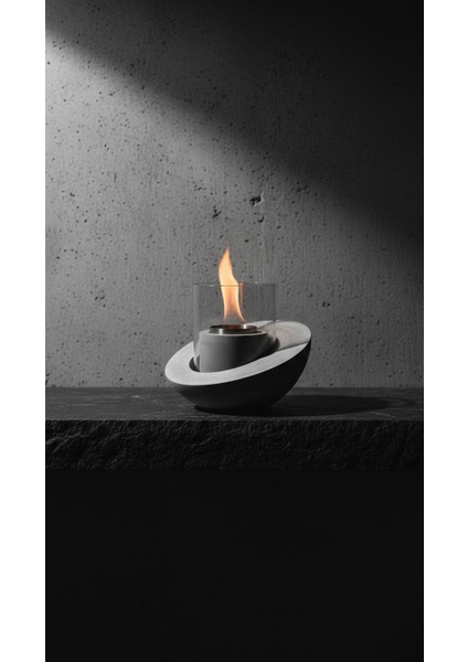 Beton Masaüstü Şömine – Duman­sız Dekoratif Biyoetanol Şömine + 1 Lt Yakıt Hediyeli | Terra Fire Z.1 modelleri