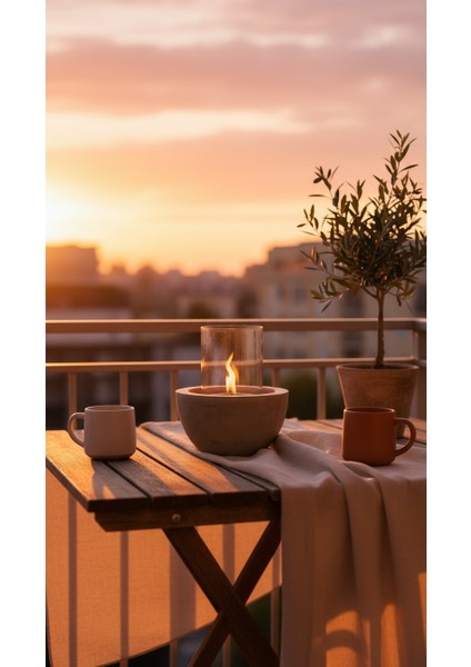 Beton Masaüstü Şömine – Duman­sız Dekoratif Biyoetanol Şömine + 1 Lt Yakıt Hediyeli | Terra Fire Z.1 fırsatları