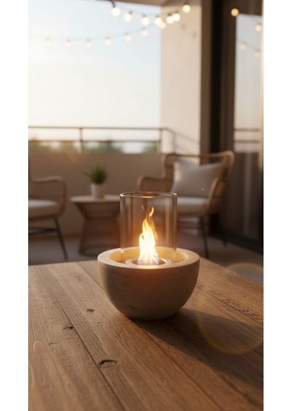 Beton Masaüstü Şömine – Duman­sız Dekoratif Biyoetanol Şömine + 1 Lt Yakıt Hediyeli | Terra Fire Z.1 indirimleri