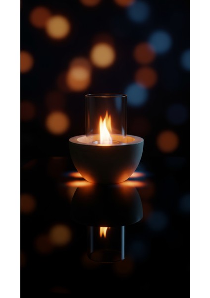 Beton Masaüstü Şömine – Duman­sız Dekoratif Biyoetanol Şömine + 1 Lt Yakıt Hediyeli | Terra Fire Z.1