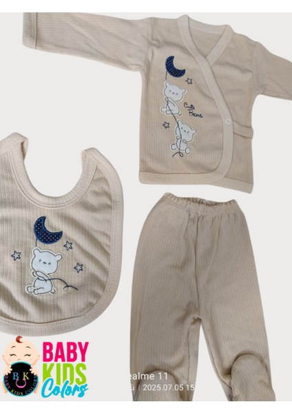 Fitilli Kumaşa Ayıcık Nakışlı Poşette 5'li Set