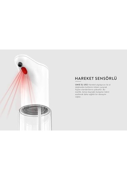 Sabunluk Otomatik Sensörlü Kremlik Şampuanlık Pilli Sensörlü Fotoselli Otomatik 300ML Beyaz SL-U02 fiyatları