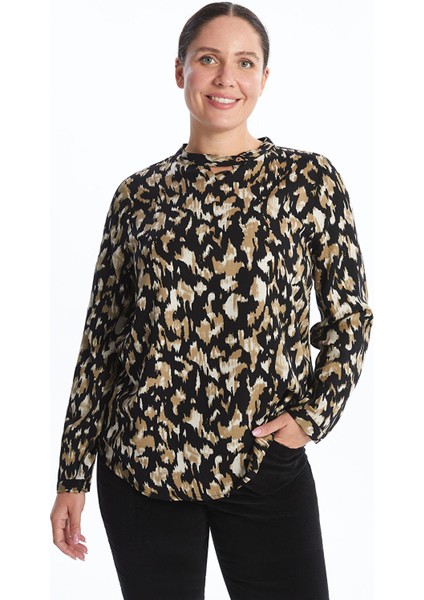 Yeni Sezon Bisiklet Yaka Desenli Kadın Bluz
