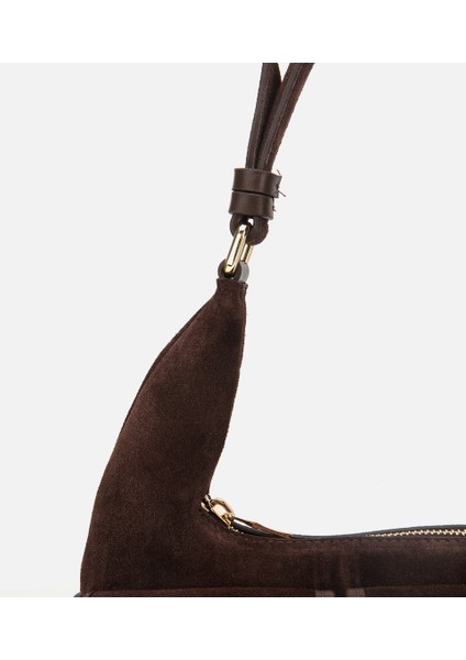 03CAH316400A480 KADIN Süet Deri Kahverengi Cepli Tokalı Omuz Çantası fiyatları