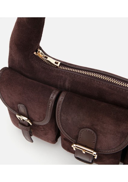 03CAH316400A480 KADIN Süet Deri Kahverengi Cepli Tokalı Omuz Çantası fırsatları