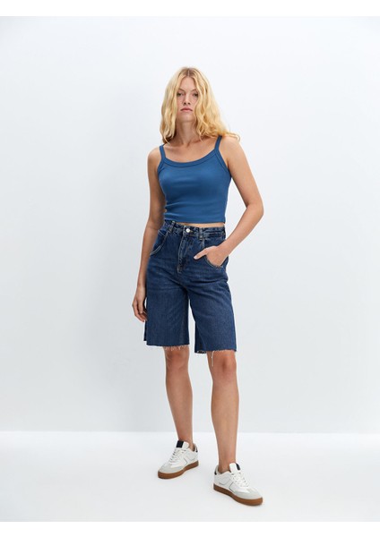 Yeni Sezon Bermuda Fit Kadın Jean Şort