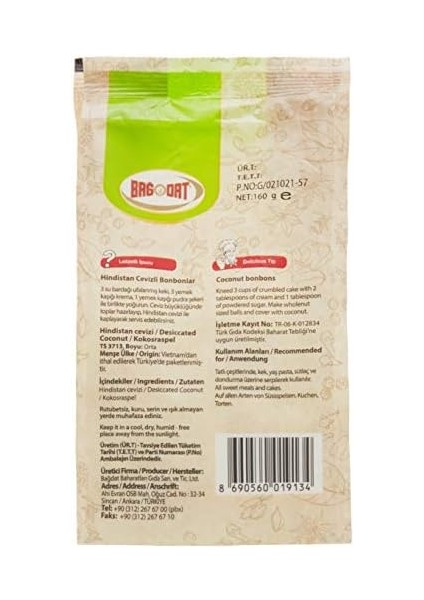 Bağdat Hindistan Cevizi Ekonomik Boy 160 gr fiyatları