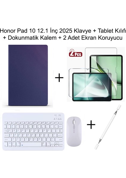 Honor Pad 10 12.1 Inç 2025 Uyumlu Standlı Kılıf Dokunmatik Kalem ve Klavye Set
