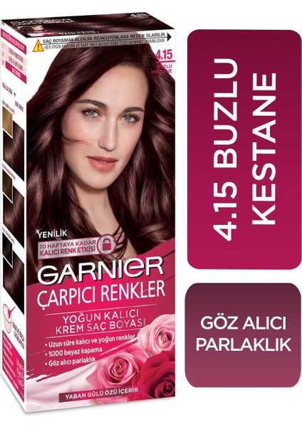 Garnier Çarpıcı Renkler Saç Boyası 4.15 Buzlu Kestane modelleri