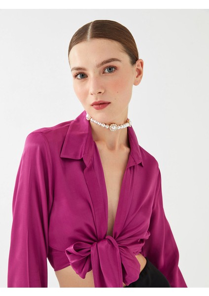 Yeni Sezon Düz Uzun Kollu Saten Kadın Abiye Gömlek modelleri