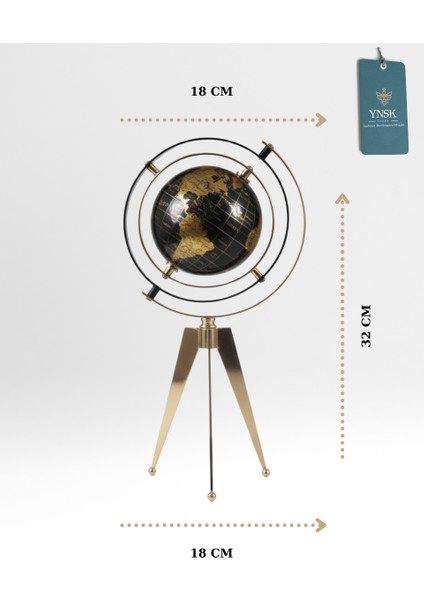 Dekoratif Metal Tripod Ayaklı Dünya Küresi | 32 x 18 cm – Döner Çerçeveli Lüks Masa Üstü Aksesuar modelleri
