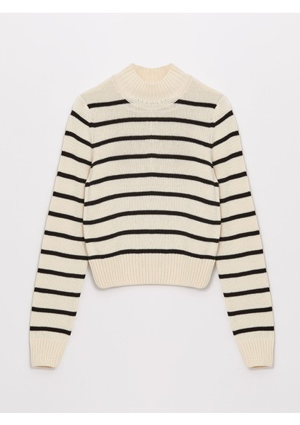 Yeni Sezon Yarım Balıkçı Yaka Çizgili Uzun Kollu Kadın Triko Kazak indirimleri