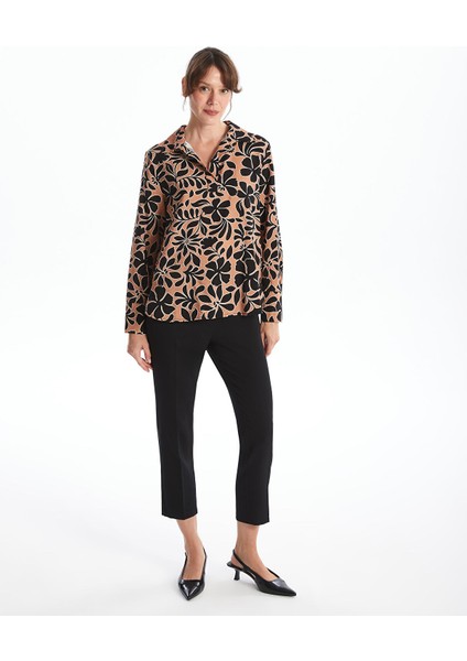 Yeni Sezon Gömlek Yaka Desenli Kadın Bluz modelleri
