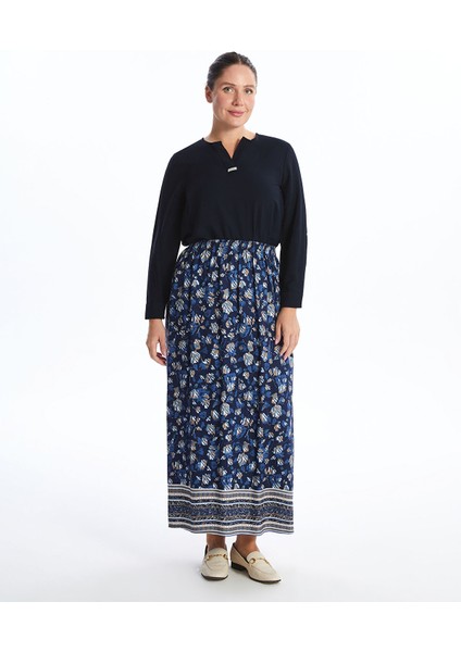 Yeni Sezon Beli Lastikli Desenli Kadın Etek