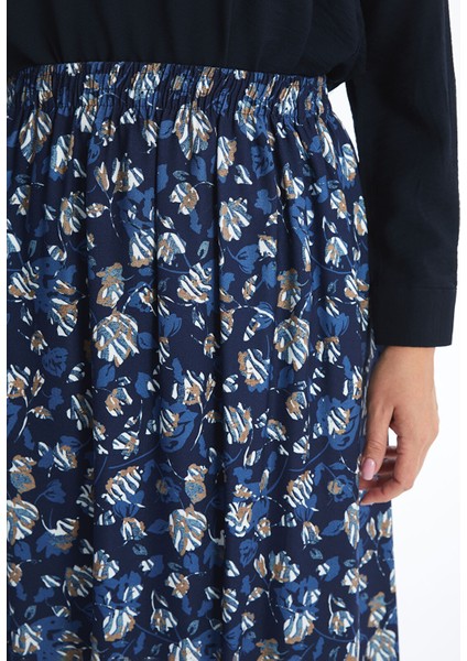 Yeni Sezon Beli Lastikli Desenli Kadın Etek modelleri