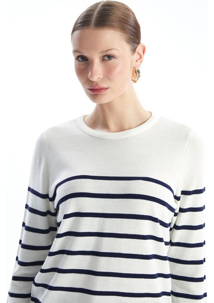 Yeni Sezon Bisiklet Yaka Çizgili Uzun Kollu Kadın Triko Kazak fırsatları