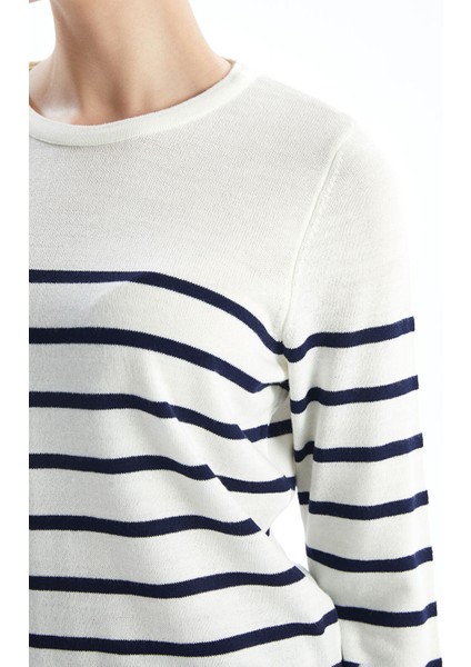 Yeni Sezon Bisiklet Yaka Çizgili Uzun Kollu Kadın Triko Kazak indirimleri