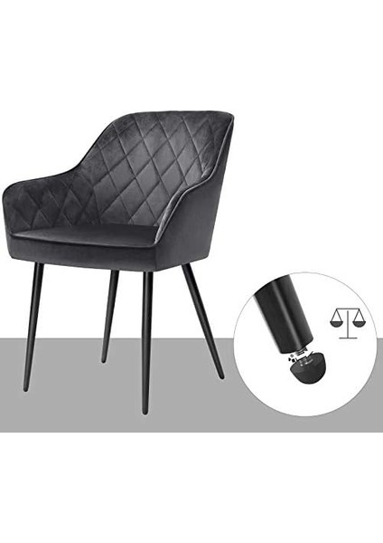 Yemek Odası, Koltuk, Kolçaklı, Dolgulu, Metal Ayaklar, Kadife Kılıf, 110 kg Taşıma Kapasitesi, Gri LDC088G01 fiyatları