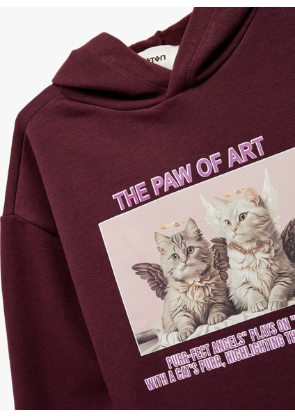 Uzun Kollu Kapşonlu Oversize Baskılı Sweatshirt modelleri