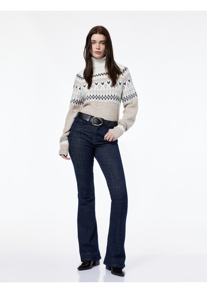 x Şahika Ercümen - Uzun Kollu Balıkçı Yaka Desenli Örgü Kazak fiyatları