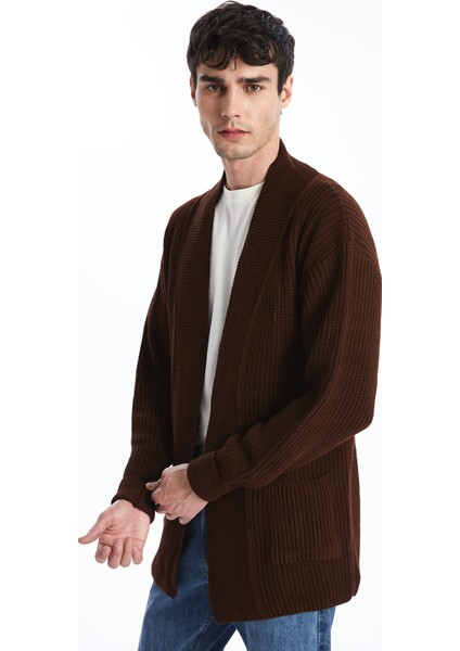 Yeni Sezon Standart Kalıp Şal Yaka Erkek Triko Hırka