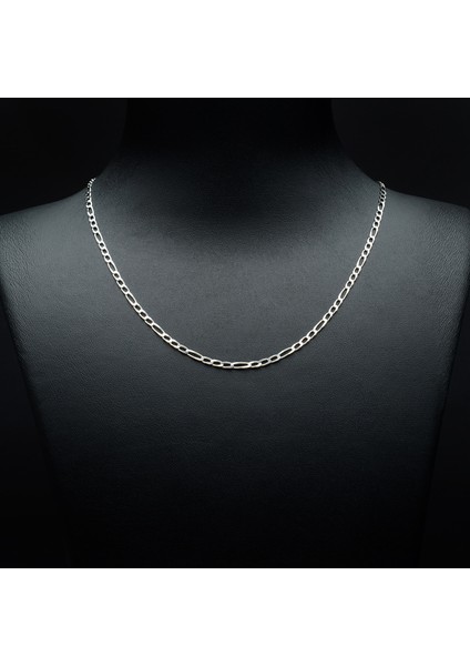55 Mikron Rodyum Flet Gümüş Zincir